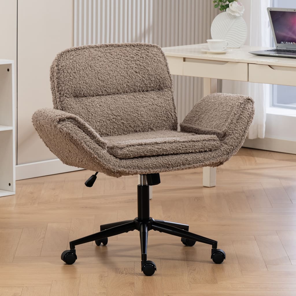 Criss Cross Chair with 5-Gear Adjustable Armrests & Wheels, Ergonomic Thickened Backrest Swivel Desk Chair for Home Office