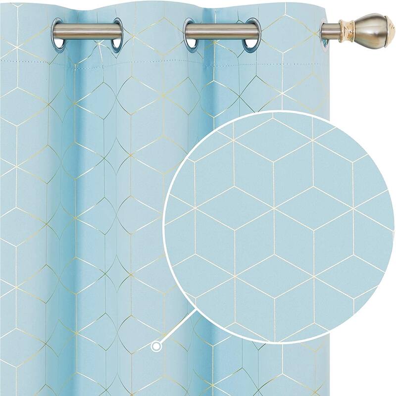 Deconovo Colorful Blackout Gold Honeycomb Curtains 42 Width(2 Panel)