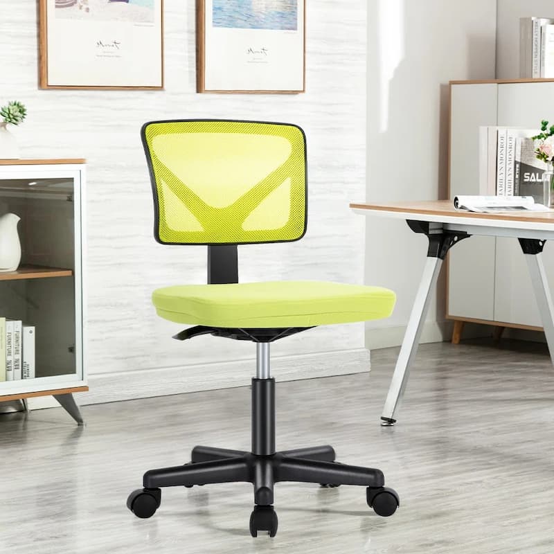 Child Armless Mesh Office Chair, Office Computer Desk Chair, Rolling Work Swivel Chairs for Home, Study, Student, Adults
