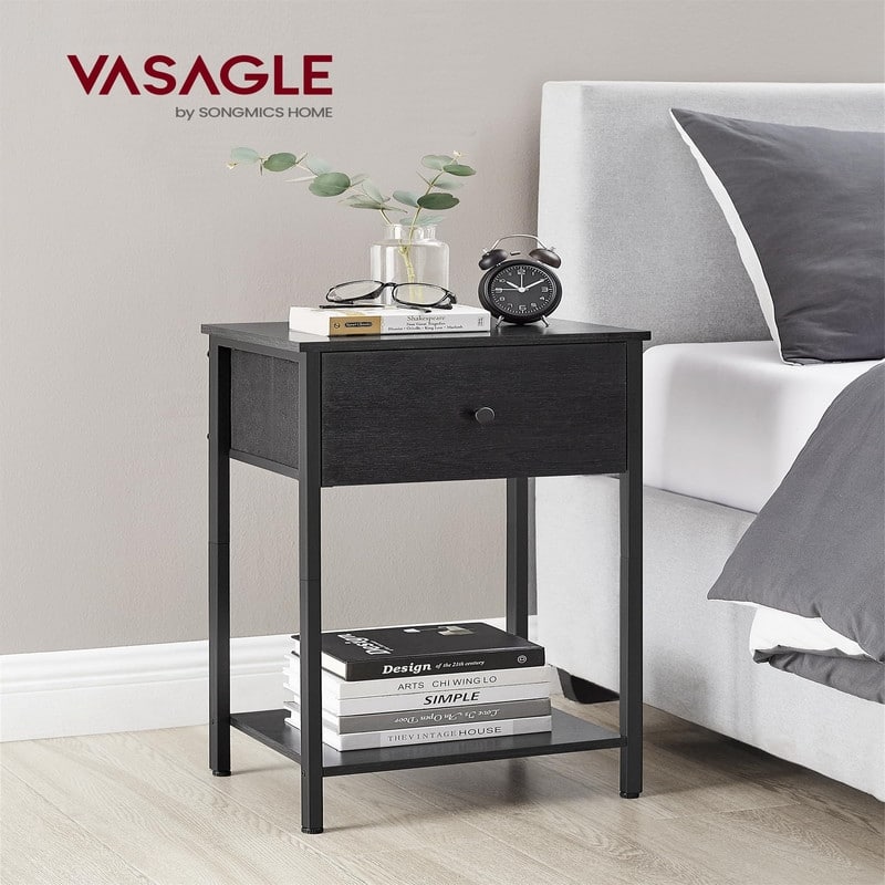 Nightstand, Side Table with Fabric Drawer