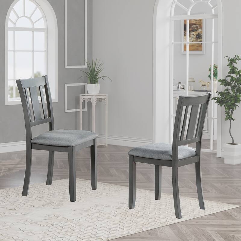 Modern Dining Chair, Wooden Dining Chair with Linen Padded Seat and Ergonomic Backrest, for Dining Room, Kitchen, 4-Piece Set