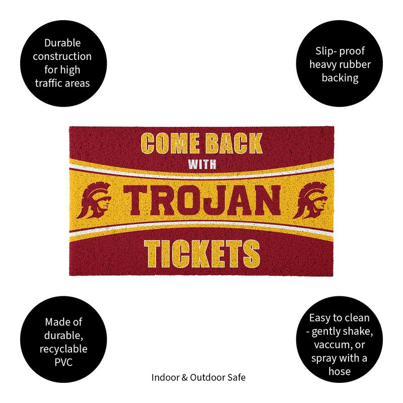 University of Southern California 28 in. x 16 in. PVC "Come Back With Tickets" Trapper Door Mat