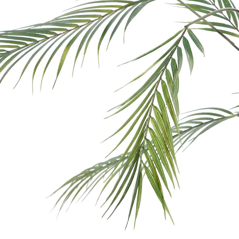 Faux Foliage Kwai Palm Artificial Plant with Realistic Leaves and Black Round Pot - Green - Roche River Decor
