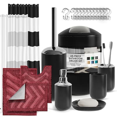 Clara Clark Bathroom Accessories Set with Shower Curtain and Rugs