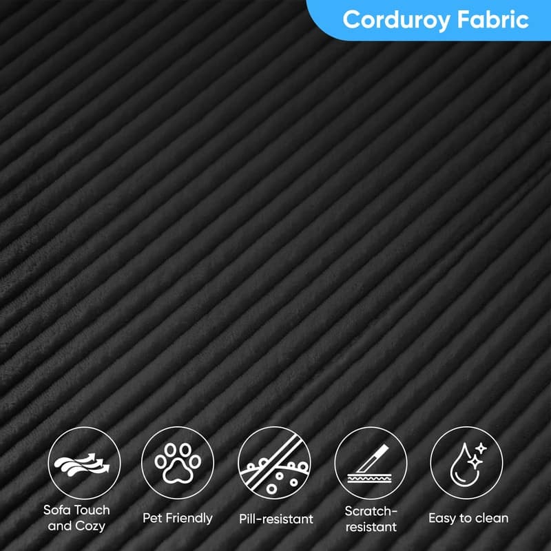 Mixoy 2-Pcs Free Combination Modular Sectional Sofas with Deep Seat,Corduroy L-Shaped Sofa with Chaise Lounge - 3-Seater