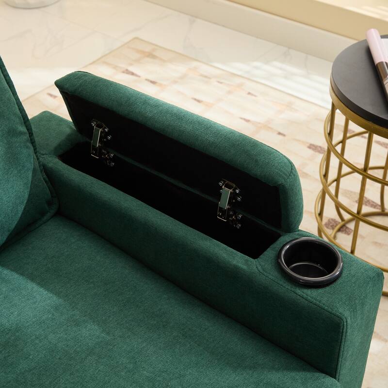 Sofa with Storage Armrests, Magazine Bags, and Sweeper-Friendly Design for Apartments and Living Room