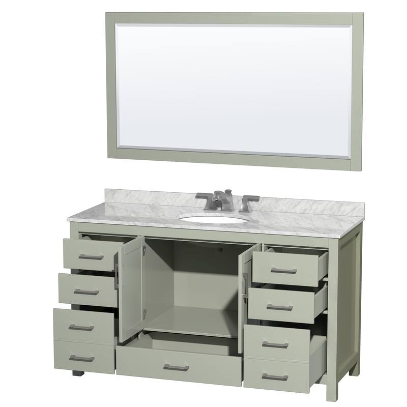 Wyndham Collection Sheffield Single Vanity Set, 58-inch Mirror