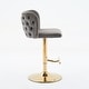 preview thumbnail 23 of 85, Modern Upholstered Pu Bar Chair Set of 2 with Back Tufted & Nailhead Gold Chrome Base, Adjustable Swivel Bar Stool