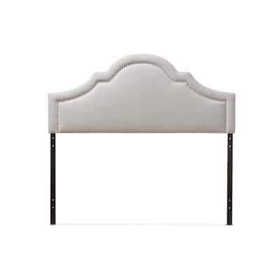Chic Upholstered Headboard with Silver Nailhead Trim, Adjustable Legs, and Modern Curved Design for Bedrooms