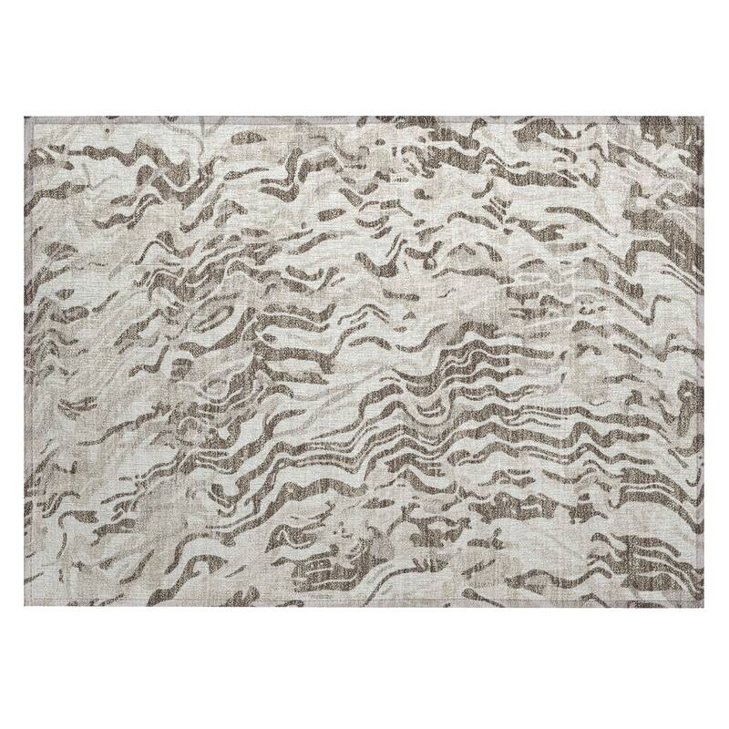 Machine Washable Indoor/ Outdoor Abstract Flow Chantille Rug