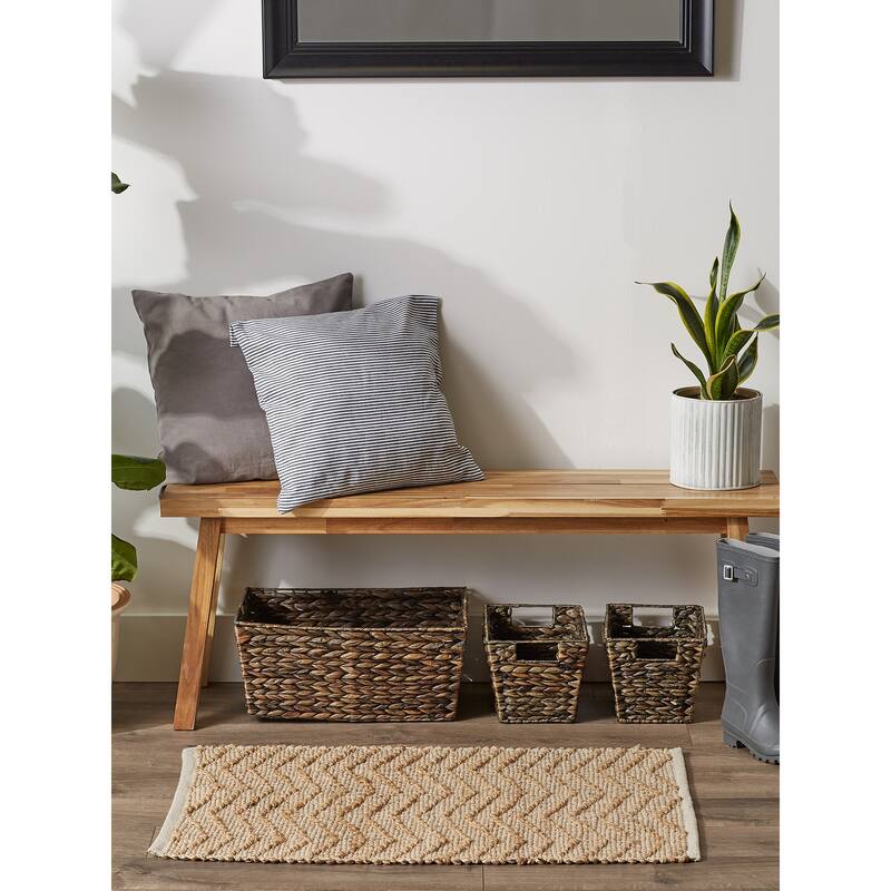 DII Black With Natural Jute Chevron Hand-Loomed Rug - 2' x 3' Oval