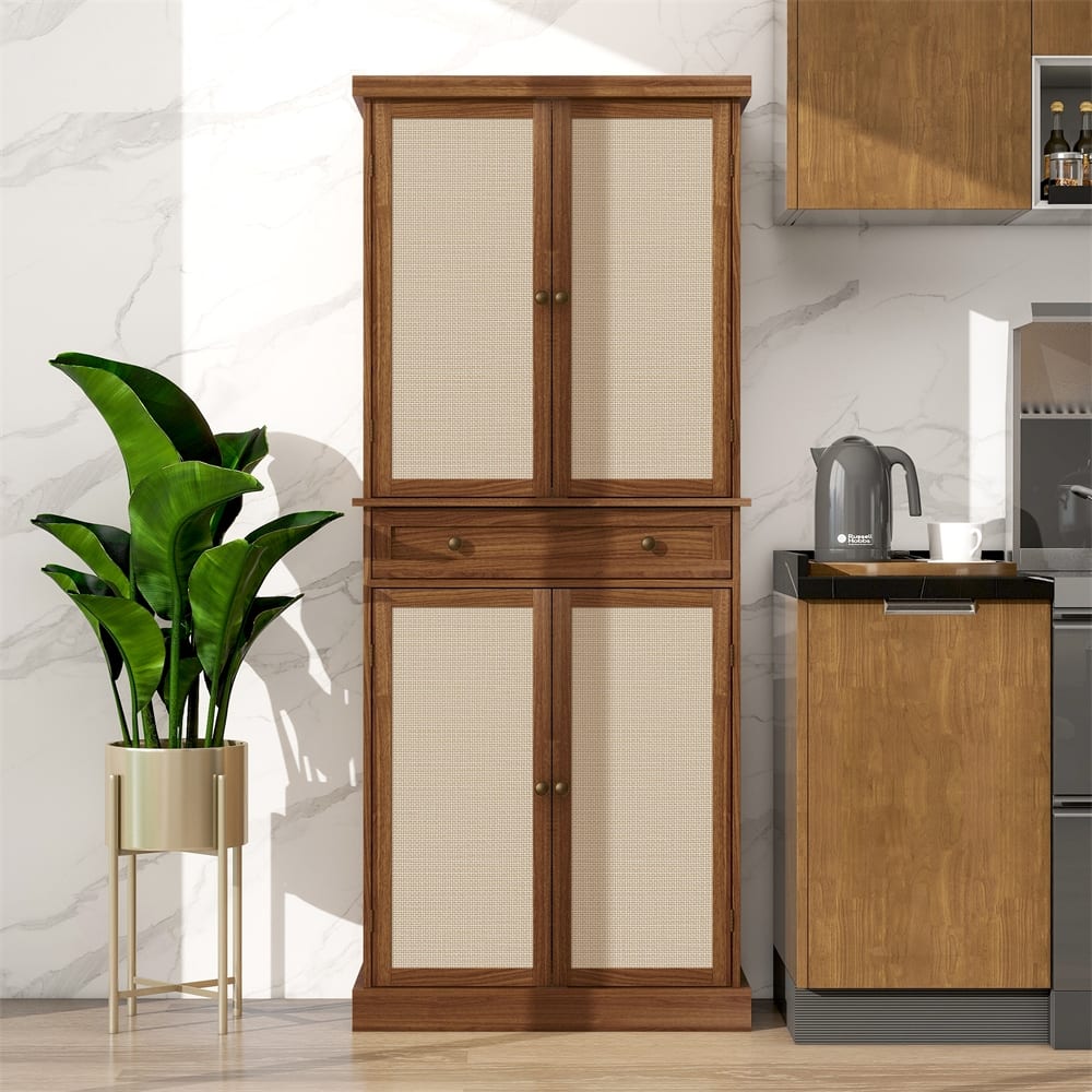 4 Door Storage Cabinet with 1 Drawer, with 4 Adjustable Inner Shelves