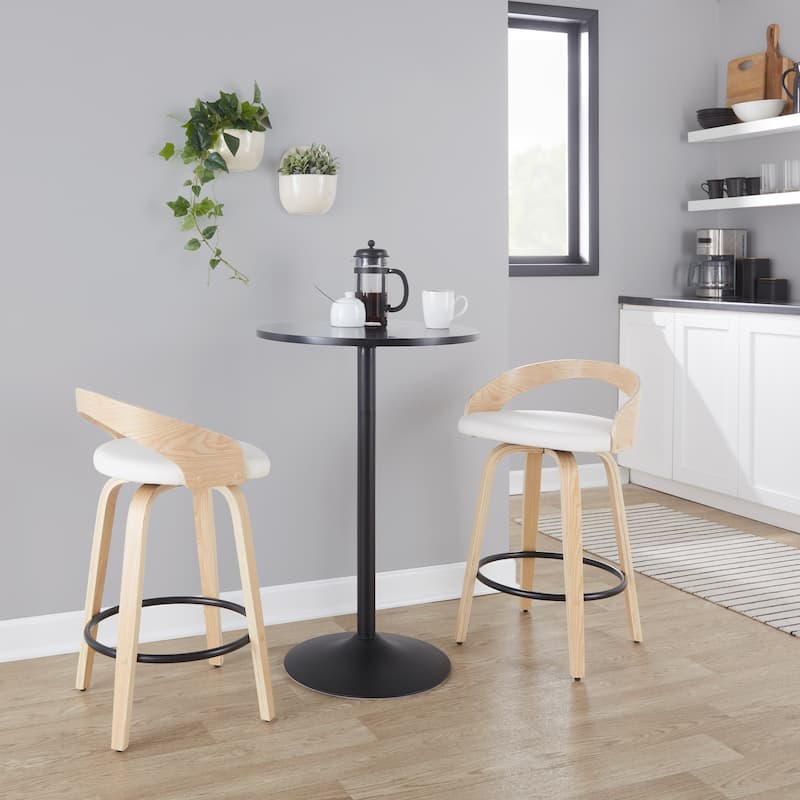 Carson Carrington Stavanger 26" Fixed-Height Counter Stool with Bent Wood Legs & Round Footrest (Set of 2)
