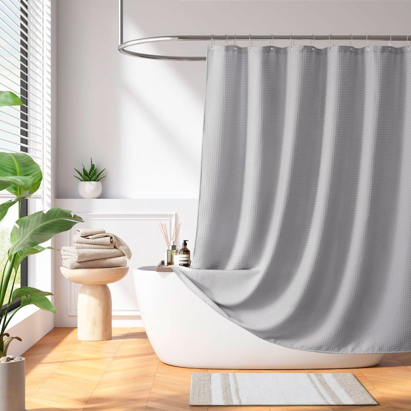 Madison Park Arbor Waffle Waffle Shower Curtain - 72x72" - Grey