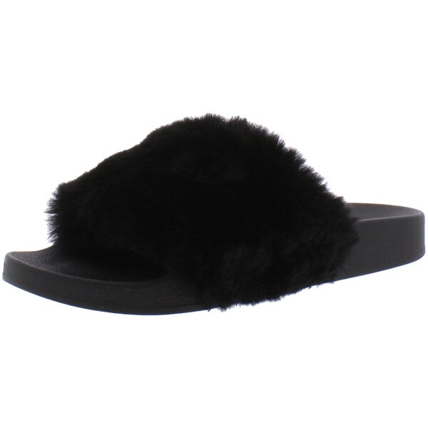black fur slides steve madden