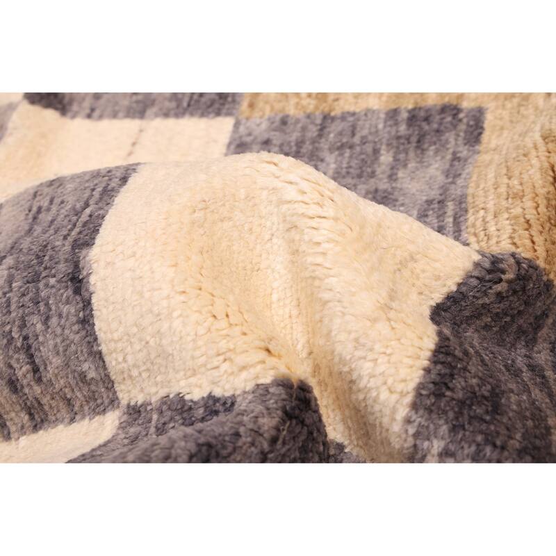 ECARPETGALLERY Hand-knotted Pak Finest Marrakesh Cream, Dark Grey Wool Rug - 6'7 x 10'1