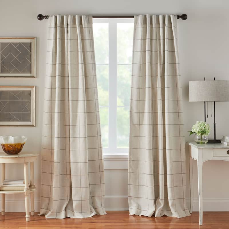 Brighton Windowpane Plaid Blackout Window Curtain Panel - 52"x95" - Beige