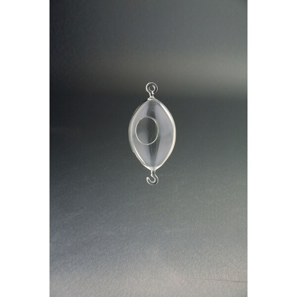 6.5" Clear Solid HandBlown Oval Glass Candle Holder - N/A