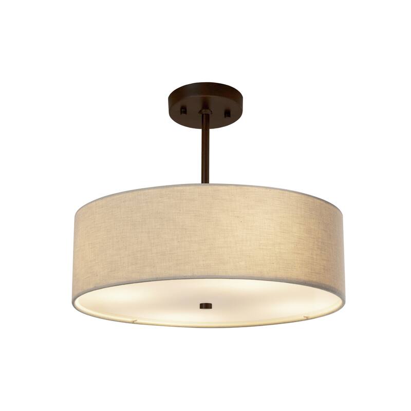 Justice Design Group EVOLV Textile Classic 18-inch Dark Bronze Drum Pendant - Cream