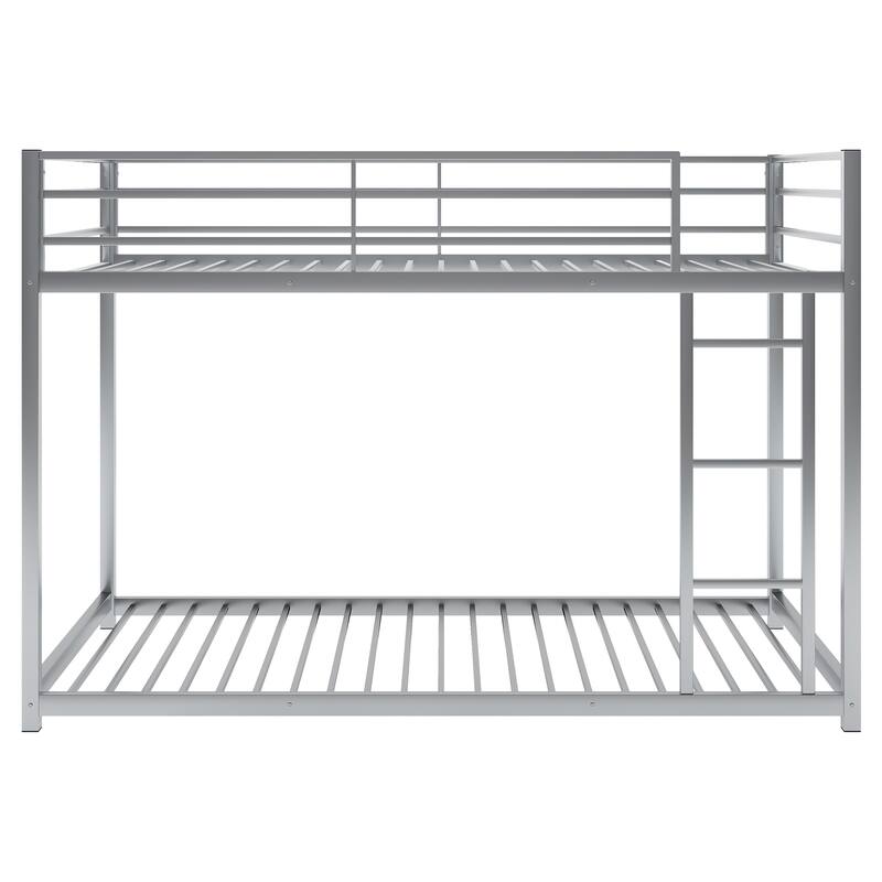 Metal Low Bunk Bed with Ladder & Fence
