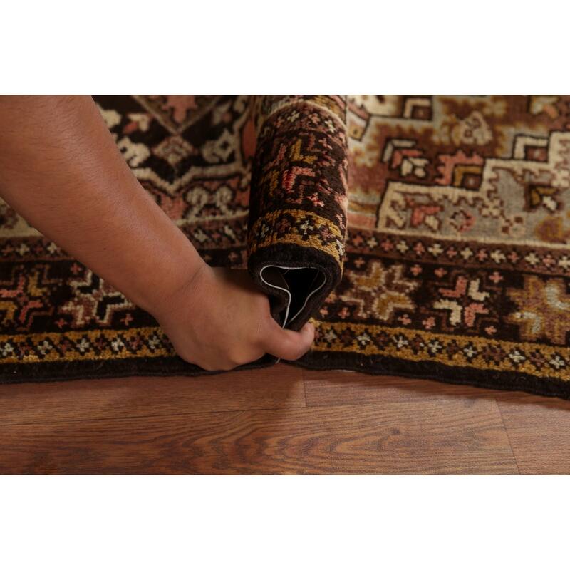 Geometric Heriz Persian Square Area Rug Handmade Wool Carpet - 4'7"x 5'5"