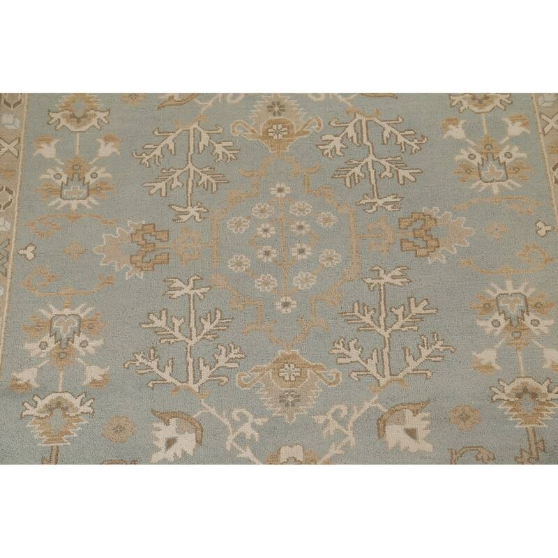 Earth Tone Oushak Indian Area Rug Handmade Wool Carpet - 9'3"x 11'10"