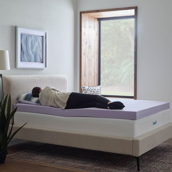 Lucid Comfort Collection Lavender and Gel Covered Mattress Topper 2,3,4 inch - N/A