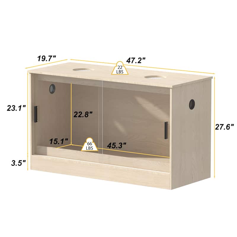Glass Enclosure with Sliding Doors –Lizard, Gecko, 120 Gallon Wooden Reptile Terrarium Tank with Sliding Doors & Ventilation