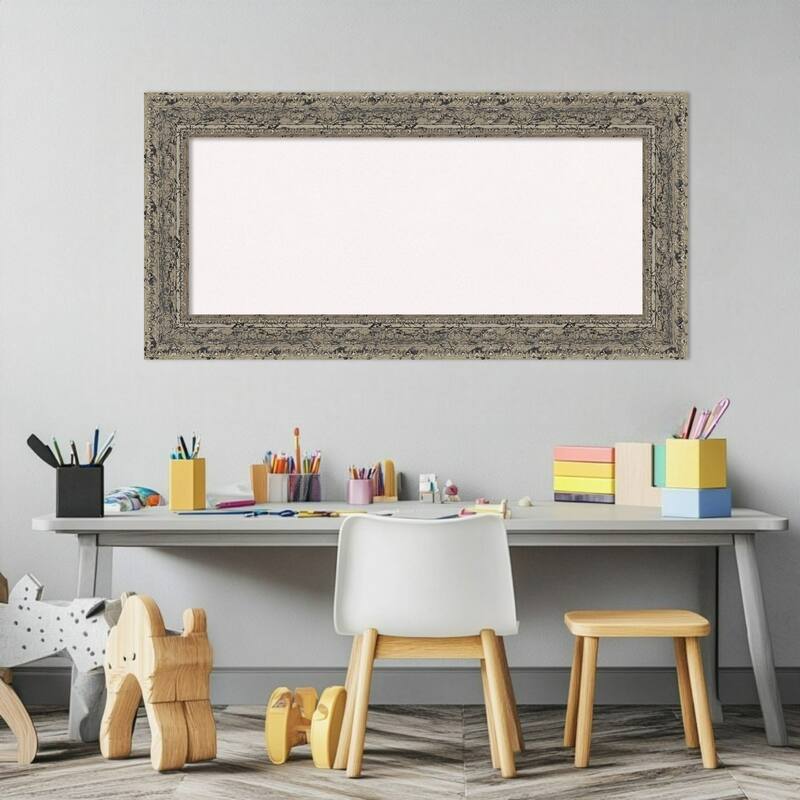 Attic Aged Silver Wood Framed Cork Board - Bulletin Board, Organization Board, Pin Board