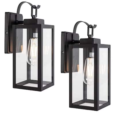 2 Pack 1-Light Outdoor Matte Black Wall Sconce