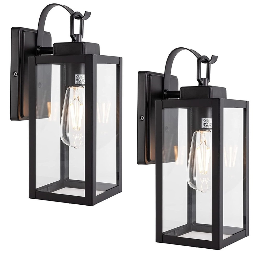 2 Pack 1-Light Outdoor Matte Black Wall Sconce