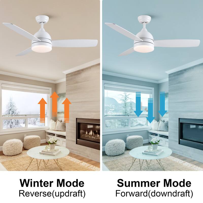 Indoor Smart Voice Control Ceiling Fan with Light, 48" Integrated LED Ceiling Fan for Bedrooms Kitchens Patios