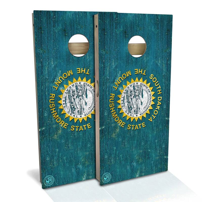 South Dakota Flag Outdoor Cornhole Board Set - All-Weather 2x4 - Include ALL Accessories
