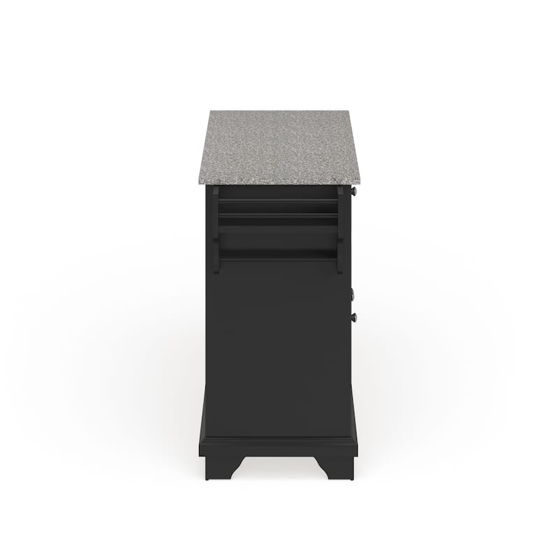 Crosley Lafayette Granite Top Kitchen Island in Black Finish - 18"d x 51.5"w x 36"h