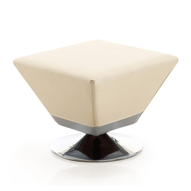 Manhattan Comfort Diamond Polished Chrome Swivel Ottoman - Brown