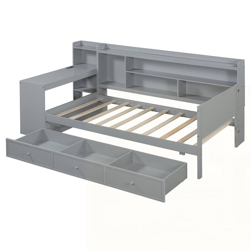 Wooden Daybed With 3 Drawers and USB Ports