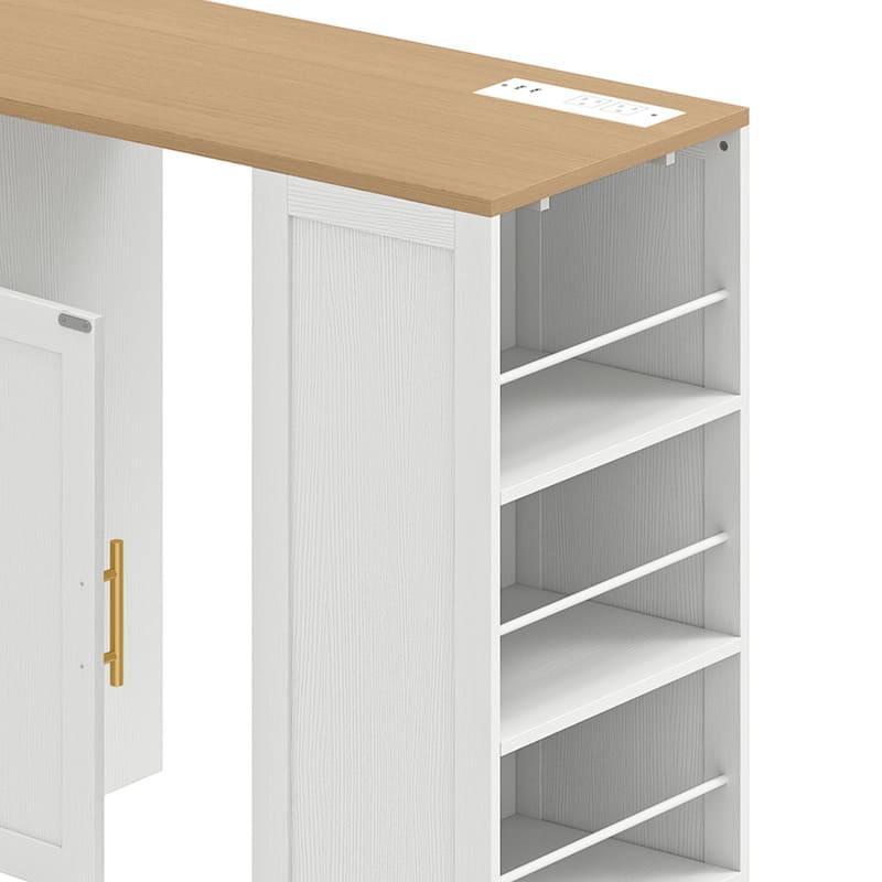 Moasis Kitchen Island with Seating & Extendable Dining Table,Mobile Storage Islands with 2 Chairs