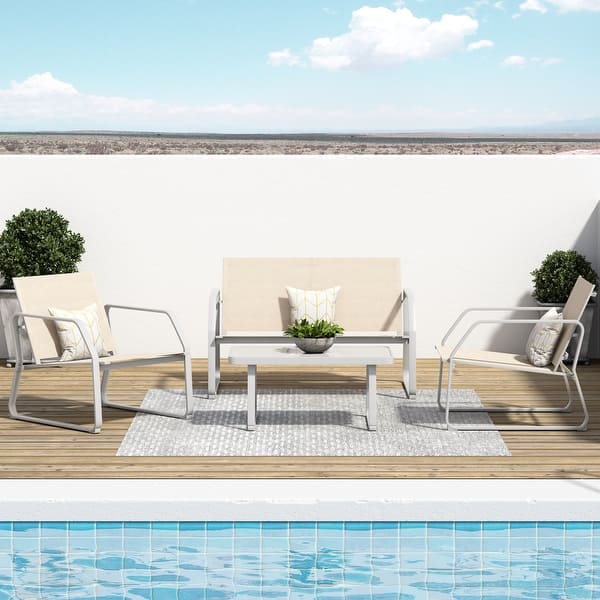 Corvus Yorkdale 4 Piece Outdoor Sling Fabric Conversation Set Overstock 31864556