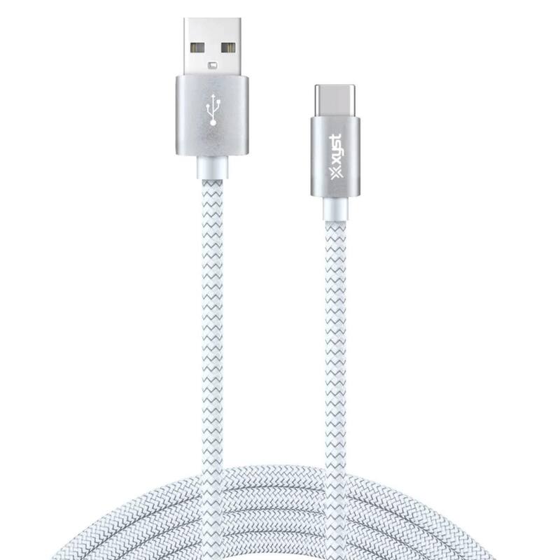 Xyst Charge and Sync USB to USB-C Braided Cable 10Ft - White