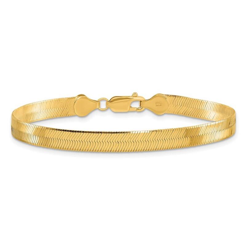 Curata 10k Yellow Gold 5.5mm Silky Herringbone Chain Bracelet