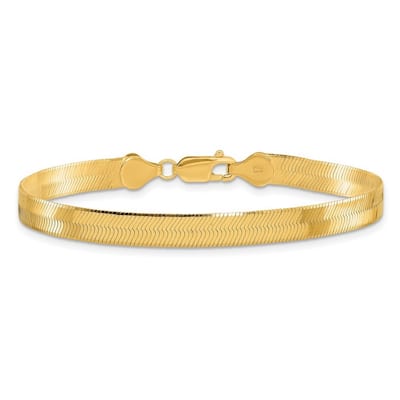 Curata 10k Yellow Gold 5.5mm Silky Herringbone Chain Bracelet