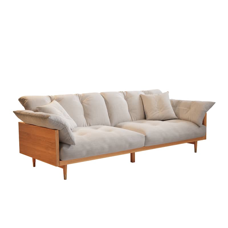 JASIWAY Modern 3-Seat Upholstered Cotton Linen Sofa