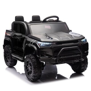 High-Power 24V Electric Ride On Pickup for Kids, Dual Seats, 4WD, USB, Bluetooth, Rear Storage, and Shock Absorbing Suspension