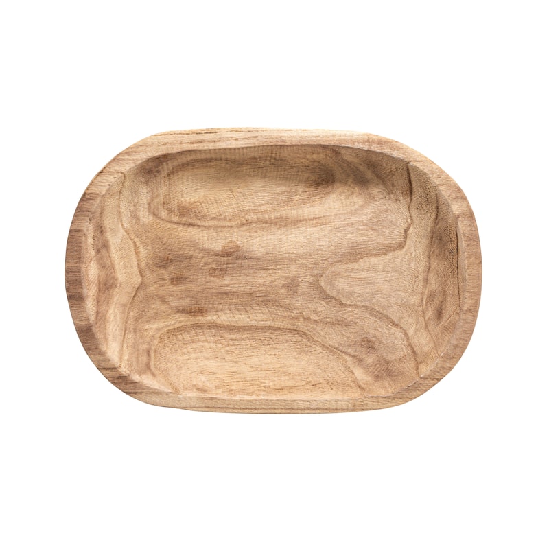 Hand-Carved Paulownia Wood Bowl - 14.5"L x 10.3"W x 2.0"H