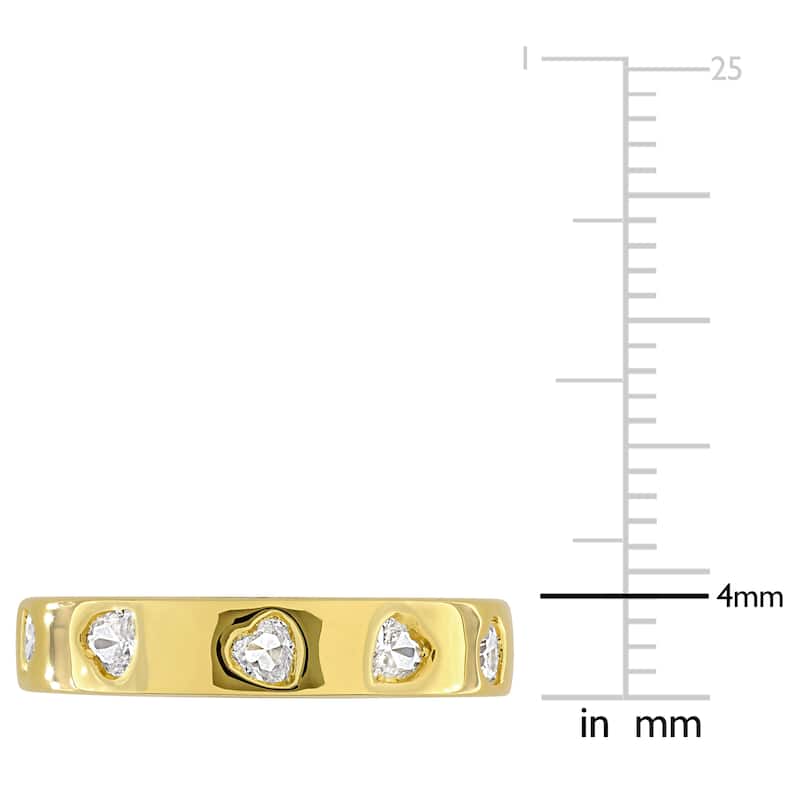 Miadora 1 1/2ct TGW Created White Sapphire Heart Eternity Ring in Yellow Plated Sterling Silver