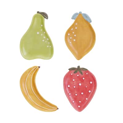 Stoneware Fruit Plate Set - 6.0"L x 4.0"W x 0.8"H