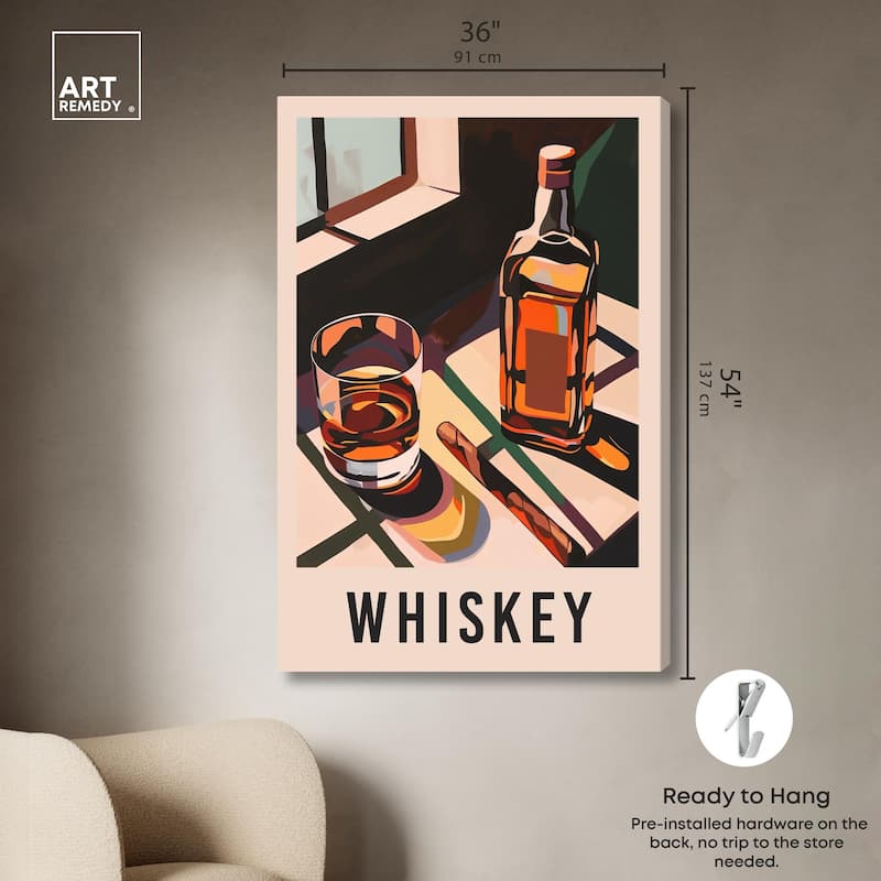 Whiskey Poster Canvas by Art Remedy, Gallery Wrapped