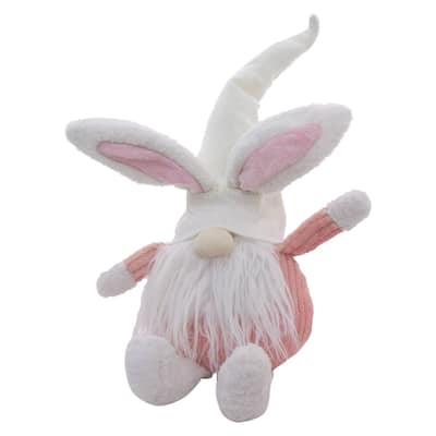 16.75" Pink and White Gnome Rabbit with Hat