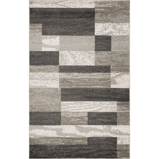 Miranda Haus Geometric Modern Patchwork Polypropylene Indoor Area Rug