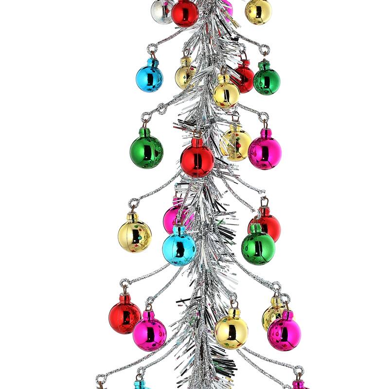 20" Glitter Tinsel Tree With Shatterproof Plastic Ball